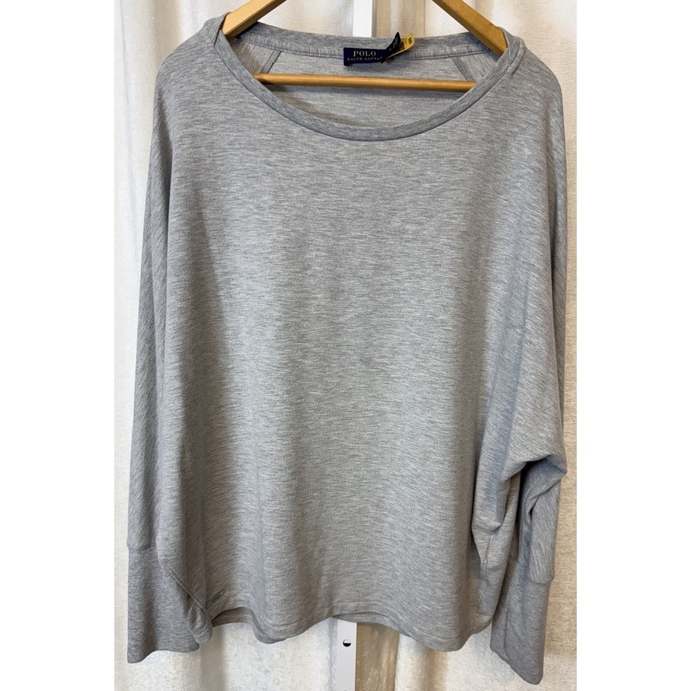 Polo Ralph Lauren Womens Large Gray Slouchy Oversized Pullover Sweatshirt